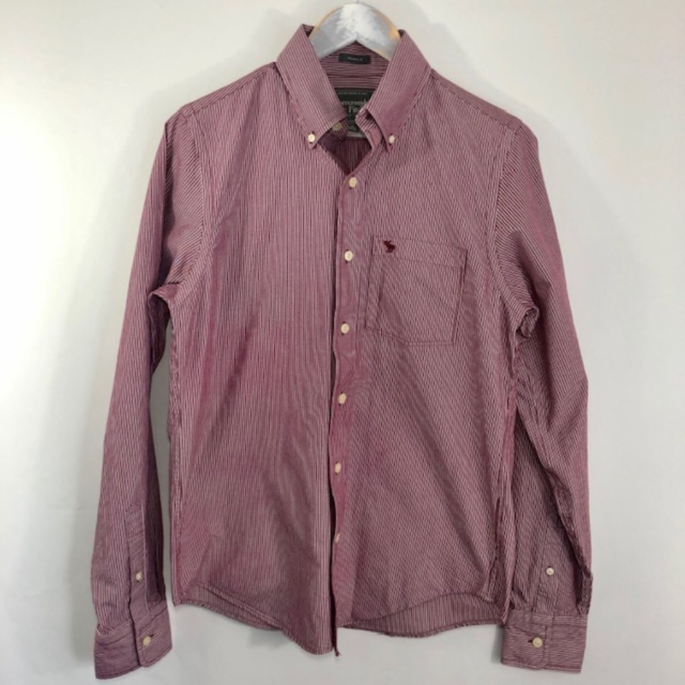 Abercrombie Mens Muscle Small Button Down Burgundy - Picture 1 of 8